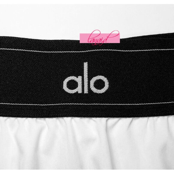 Alo Match Point Tennis Skirt White Black Active Sports Exercise Run Mini Skort - Picture 14 of 17